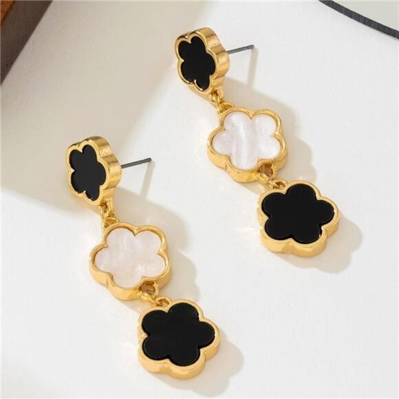 18K Gold-Plated Clover Drop Earrings - Picture 4 of 5